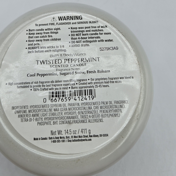 Bath and Body Works Twisted Peppermint 3 wick Candle - Picture 4 of 5